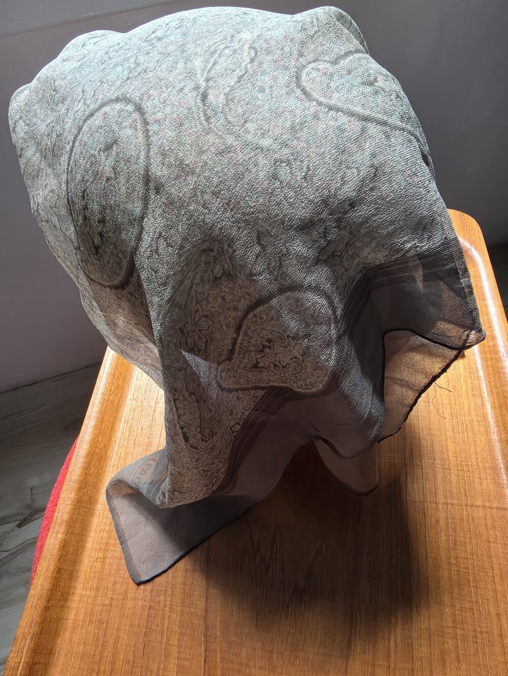 Cacharel Silk Grey Pink Paisley Scarf